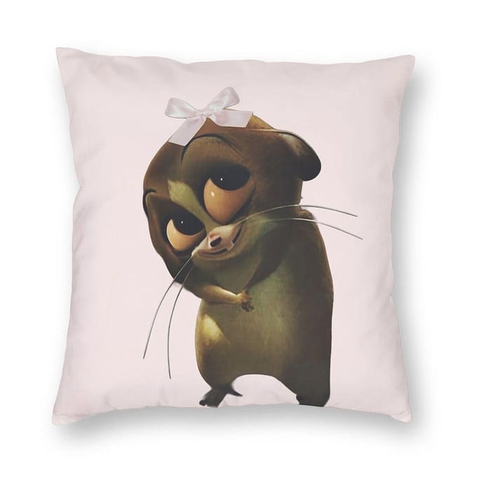 Madagascar Cutie Mort Kussensloop Polyester Linnen Fluweel Creatief Ritsdecor Bedkussenhoes Peach skin 18*18(CM)-1Pcs black