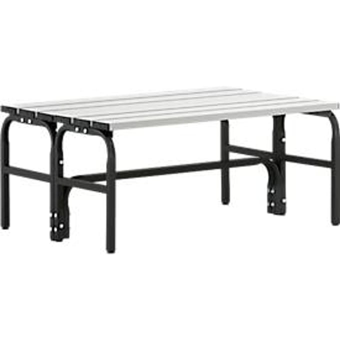 Kleedkamerbank, rvs buis/aluminium, dubbel, L 1015 mm, antraciet