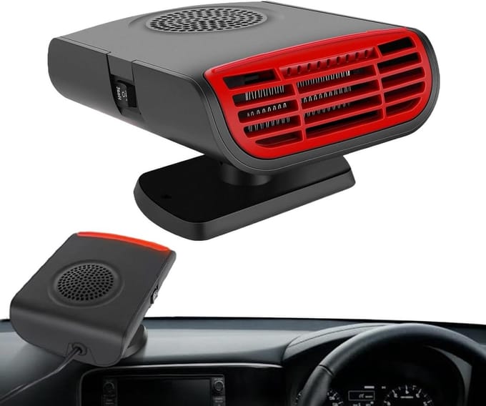 Auto Ontdooier - Ruitverwarming Ventilator - Snel Zicht Verbeteren - Draaibare 12V Verwarming - 8.4x15.1x8.4 cm - Wit