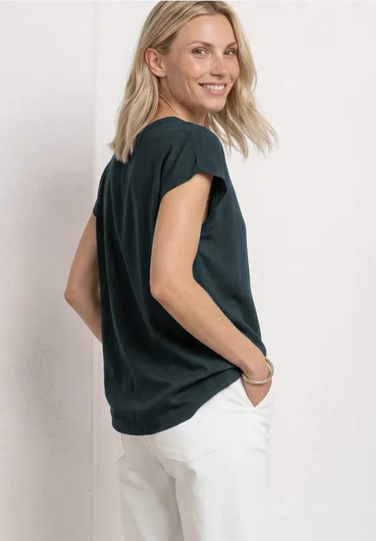 Blouse met losse schouders en gespleten hals