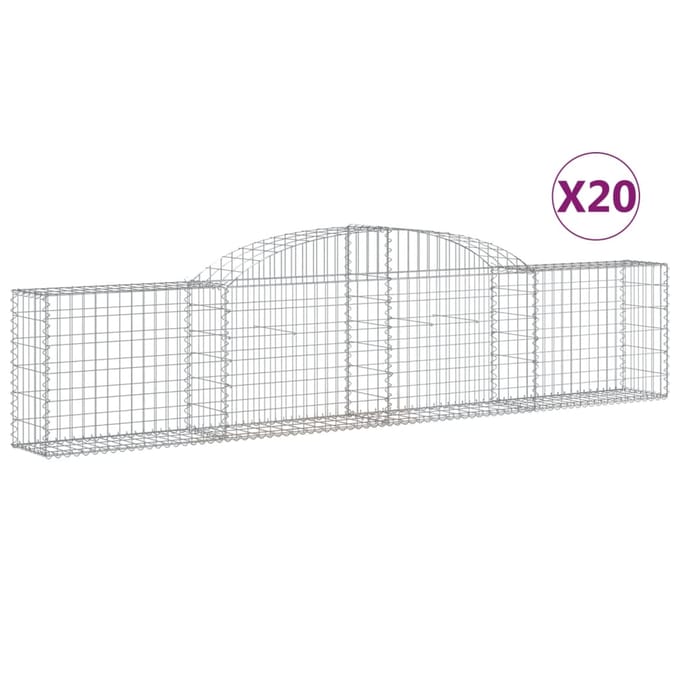 vidaXL - Schanskorven - 20 - st - gewelfd - 300x30x60/80 - cm - gegalvaniseerd - ijzer