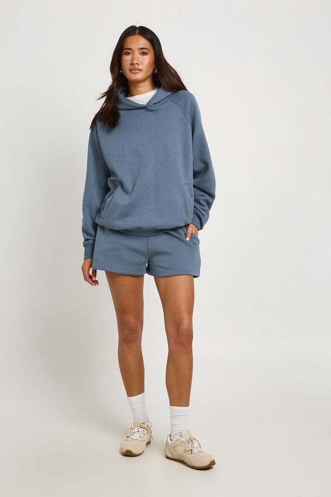 boohoo Dames Hoge Taille Sweatshort Met Interne Trekkoord | Leisteen | Maat: Medium