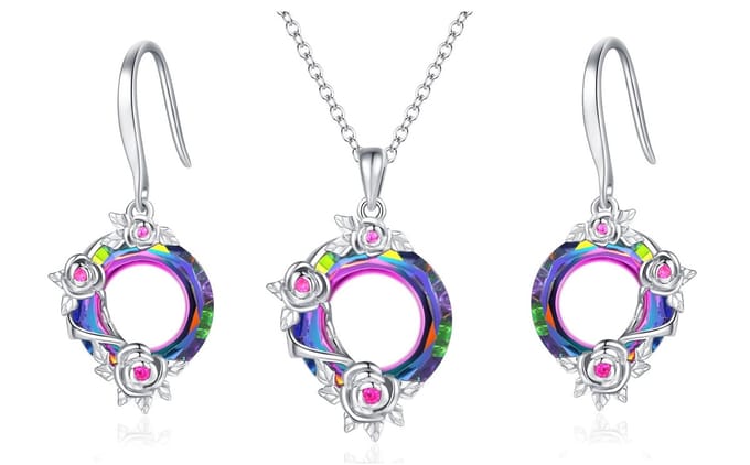 Multi Kleur Kristal Cirkel Oorbellen Hanger Set.