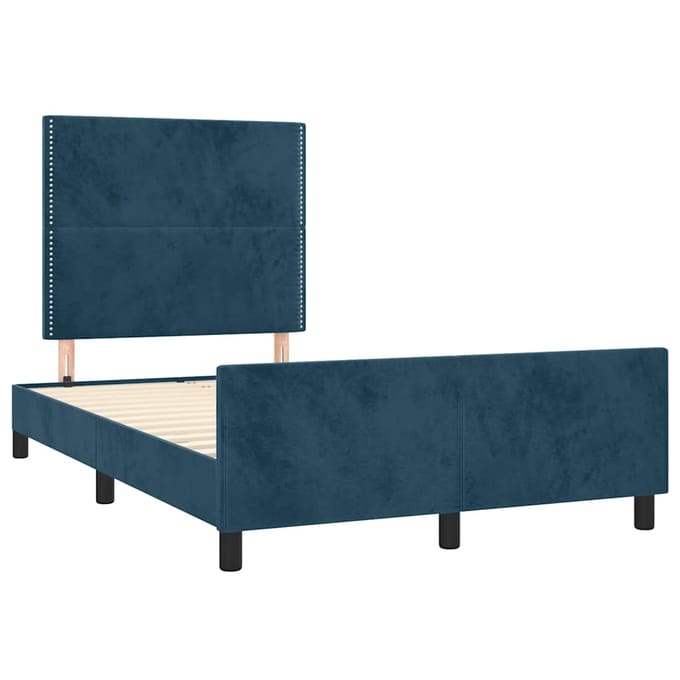 vidaXL - Bedframe - zonder - matras - 120x190 - cm - fluweel - donkerblauw