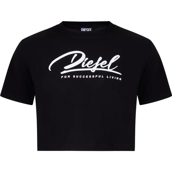 Diesel Dames Script Cropped T-Shirt (Caviar)