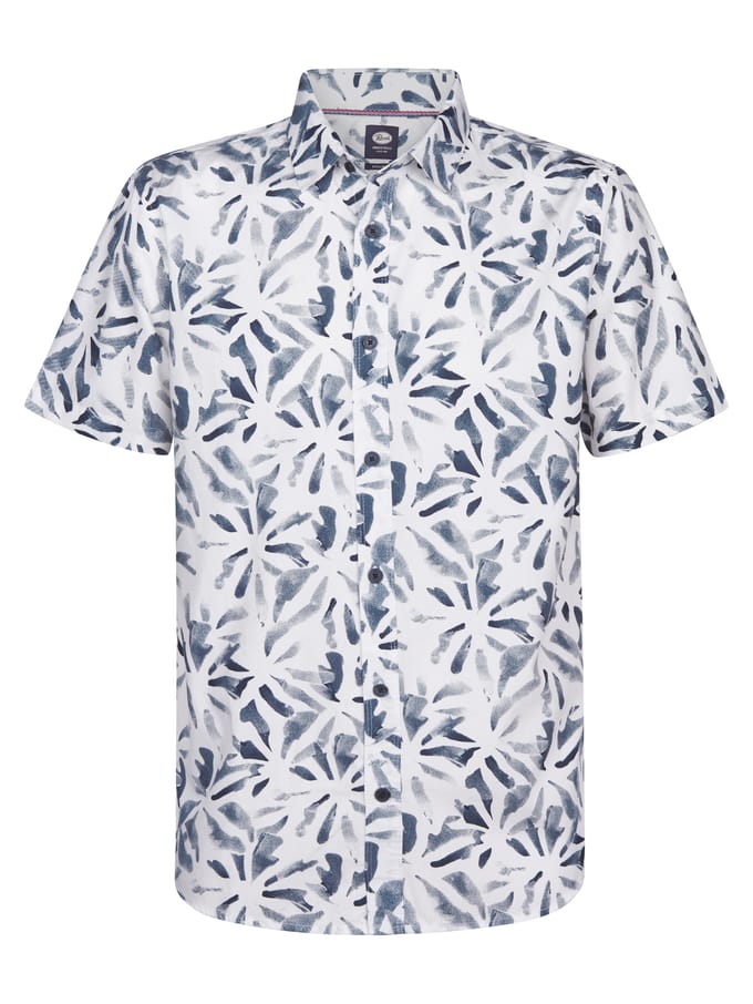 Petrol Industries - Heren Overhemd met all-over print Noche - Wit