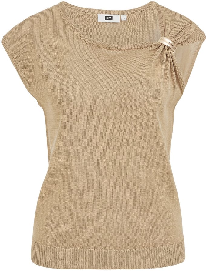 WE Fashion Dames fijngebreide trui met goud accent