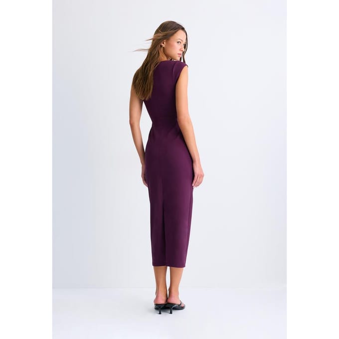 Stradivarius Midi-jurk met plooien  Purper XS