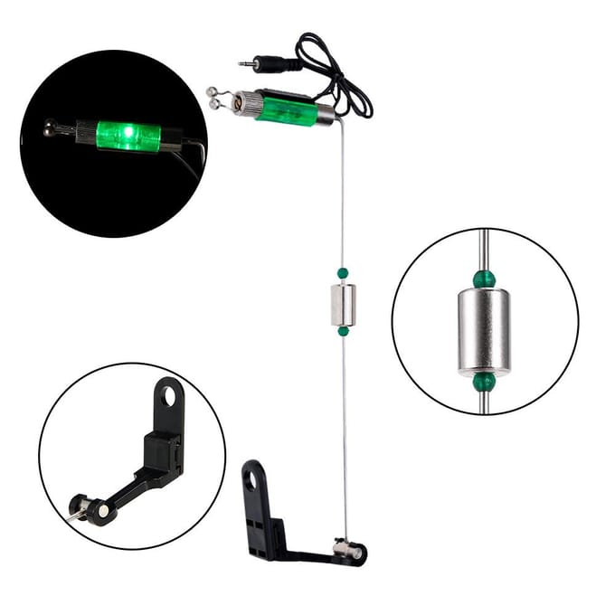 4 stuks ijzeren vissen beetverklikker hanger swinger LED verlichte indicator black