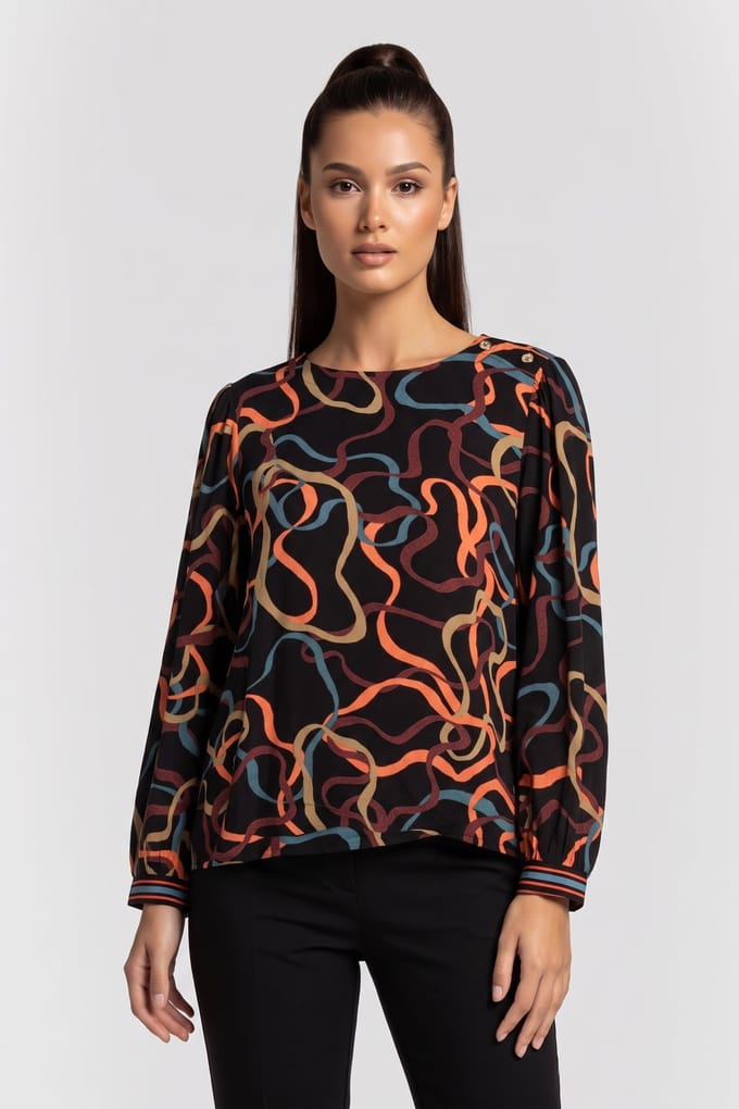 White Stuff Angie Top Black Multi Taglia: 22 | Maglie a manica lunga Outlet | Donna | Nero