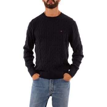 Tommy Hilfiger heren pullover katoen - Classic Cable Crew Neck - donkerblauw