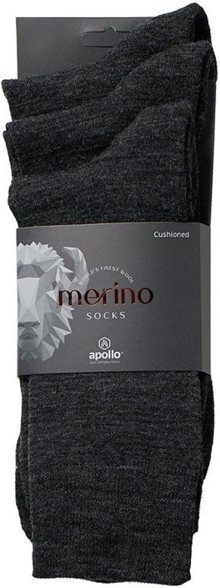 Apollo Sokken Wol/Terry 3-Pack Antraciet - Sokken - 39-42