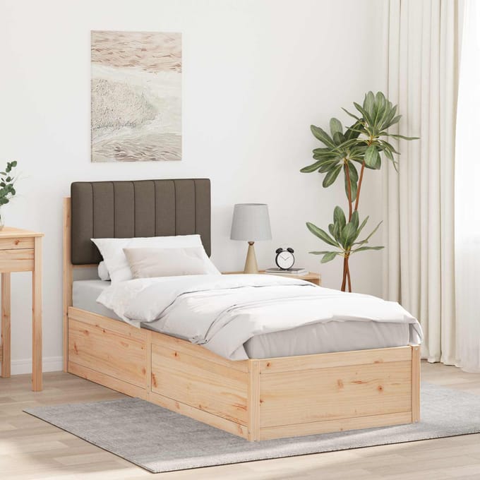 vidaXL - Bedframe - met - Gevoerde - Hoofdbord - Taupe - 80 - x - 200 - cm