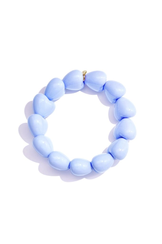 Licht blauwe Hartjes Armband Elastisch – Trendy Dames Armband met Hartvormige Kralen