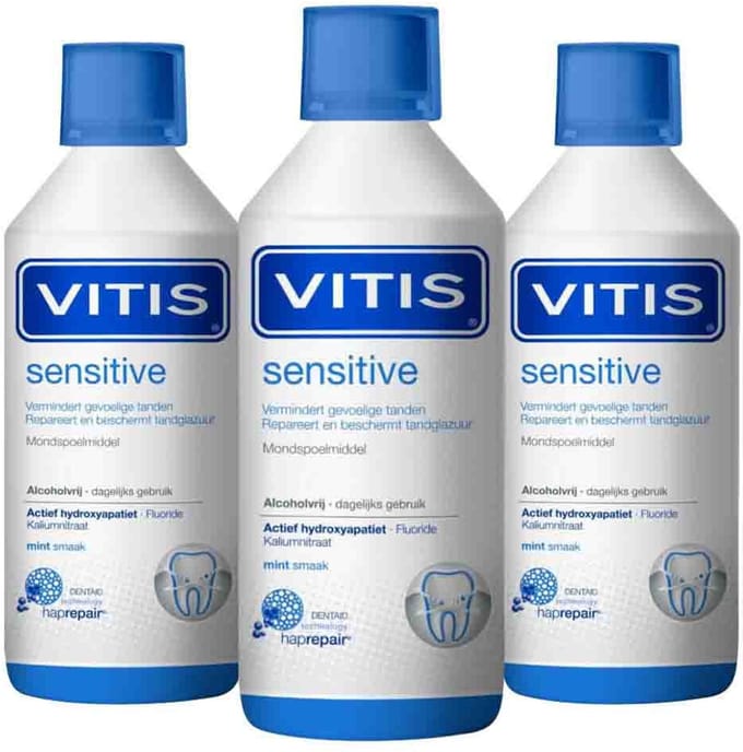 Vitis - Mondwater Sensitive - 3 x 500 ml - Voordeelverpakking