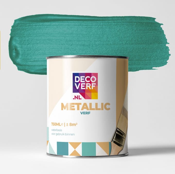Decoverf metallic verf azuurgroen, 750ml