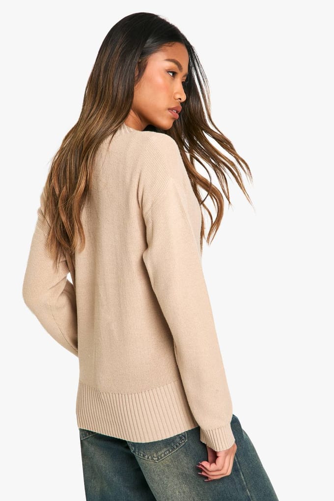 boohoo Dames Premium geribbelde oversized slordige gebreide cardigan | Oatmeal | Maat: Small