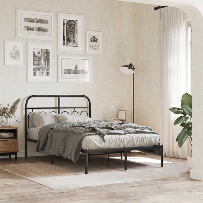 vidaXL - Vervangend - hoofdbord - 120 - cm - metaal - zwart