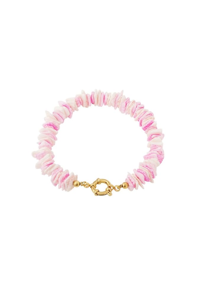 Shell Bliss Armband- roze- goudkleur