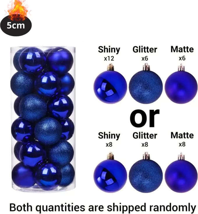 Nivard Kerstballen - Kerstversiering - Plastic - Blauw - 5 cm - 24 stuks
