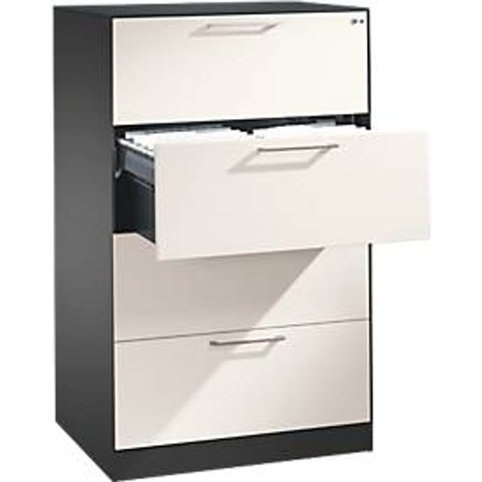 Hangmappenkast Asisto C 3000, 4 schuifladen, 2 rijen, B 800 mm, antraciet/wit