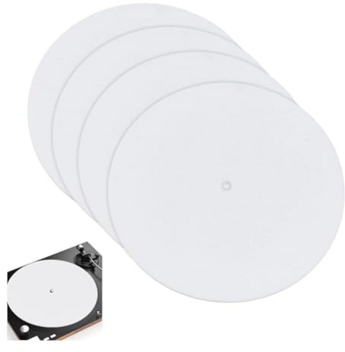 Platenspeler mat van siliconen en vilt - 4 stuks - 18,5 cm - Wit