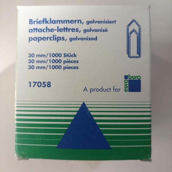 Paperclip 30mm Staal Gegalvaniseerd Hoekig 1000 stuks