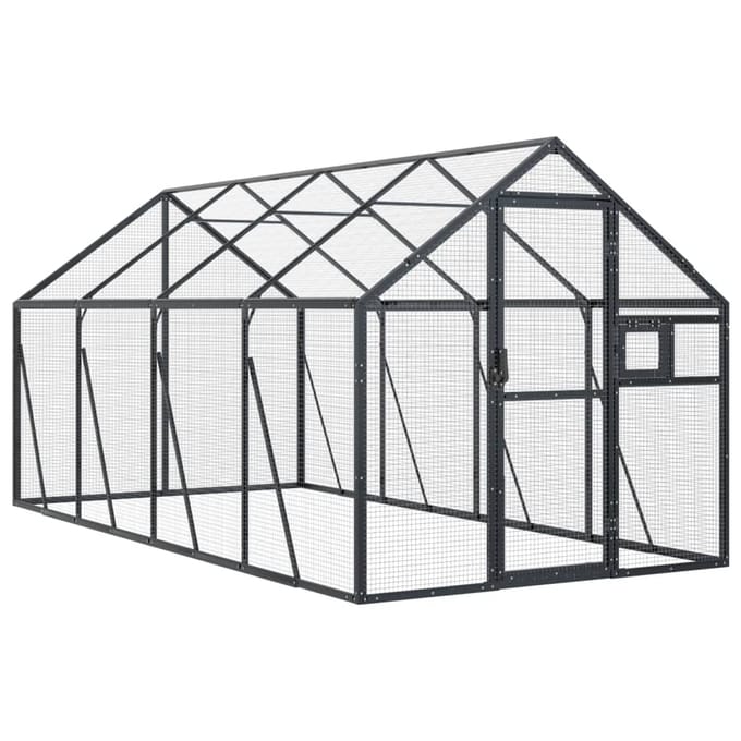 vidaXL Volière 1,79x4x1,85 m aluminium antracietkleurig
