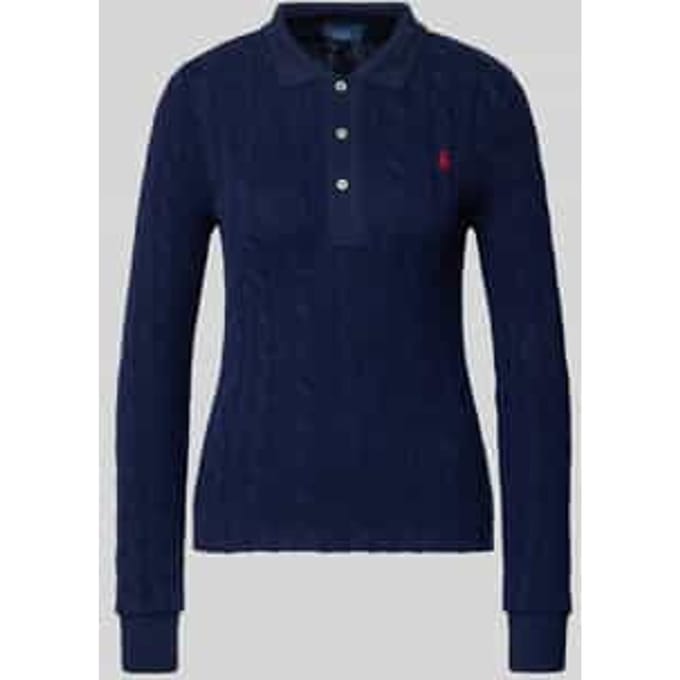 Gebreide pullover met kabelpatroon en polokraag