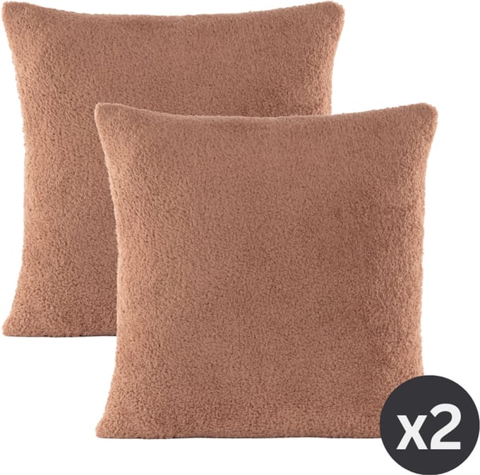Tiseco - Kussen COCOON (gevuld) - SET/2 - Half fleece - 45x45 cm, bruin