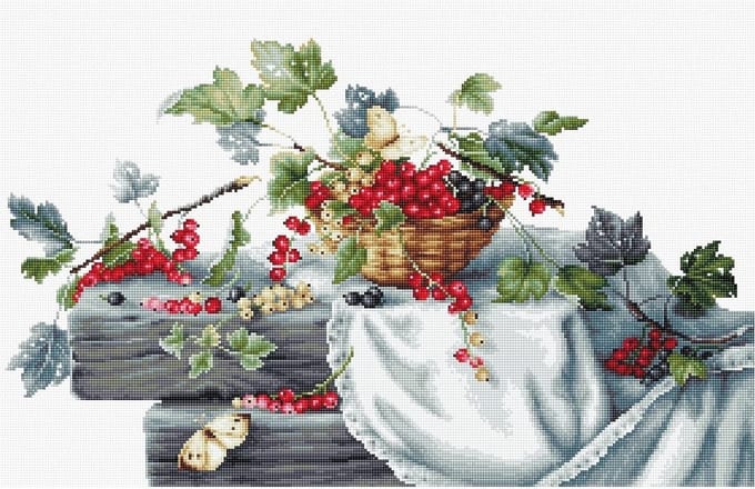 Borduurpakket met telpatroon Red currants van Luca-s