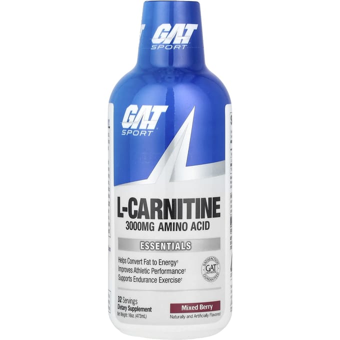 GAT, l-carnitine, aminozuren, gemengde bessensmaak, 3.000 mg, 473 ml (16 ons)