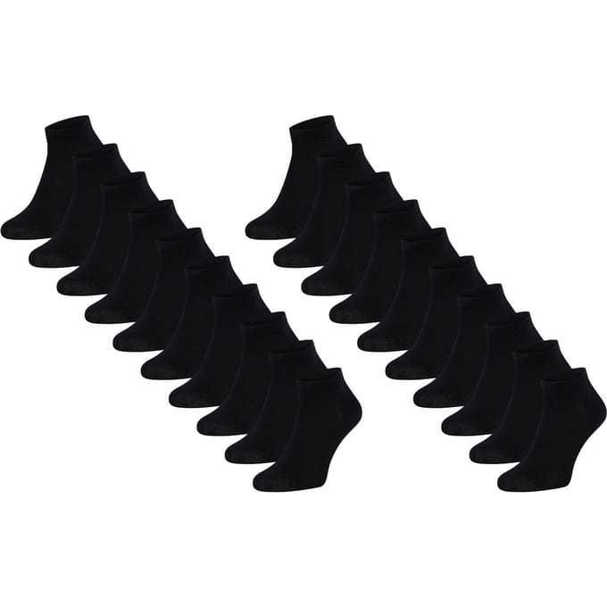 Mario Russo 10-PACK Sneakersokken - Enkelsokken - Maat: 35/38 - Zwart