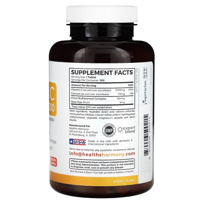 Healths Harmony, Vitamine C Gebufferd C-1000, 100 tabletten