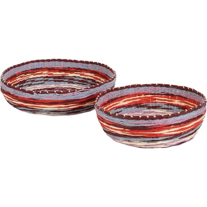 Casa Vivante Gestreepte Schaal - 2 stuks - Karton - Multikleur - 35 x 35 x 12 cm
