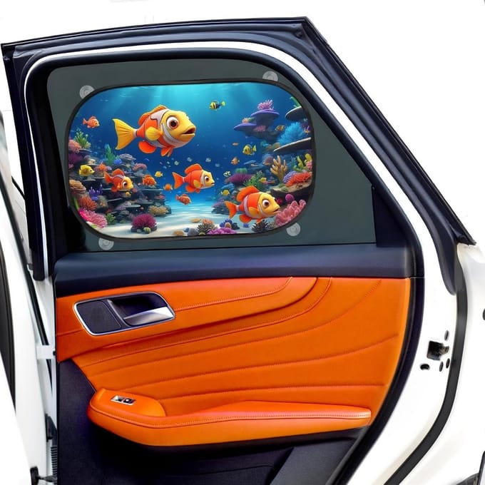Set van 2 Universele UV-Werende Ramenstrips voor Kinderen en Baby's - 51x31 cm - Vis Design