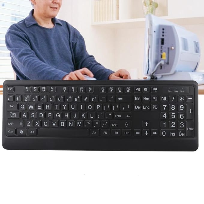 Ergonomisch USB-interface Multimedia LED Wit Backlit Toetsenbord voor Oudere Man