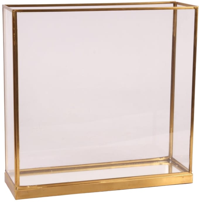 Baroque - Decoratieve schaal - Display Box 35 cm - Goud - Koper / Glas - 35x35x10 - Brass+glass