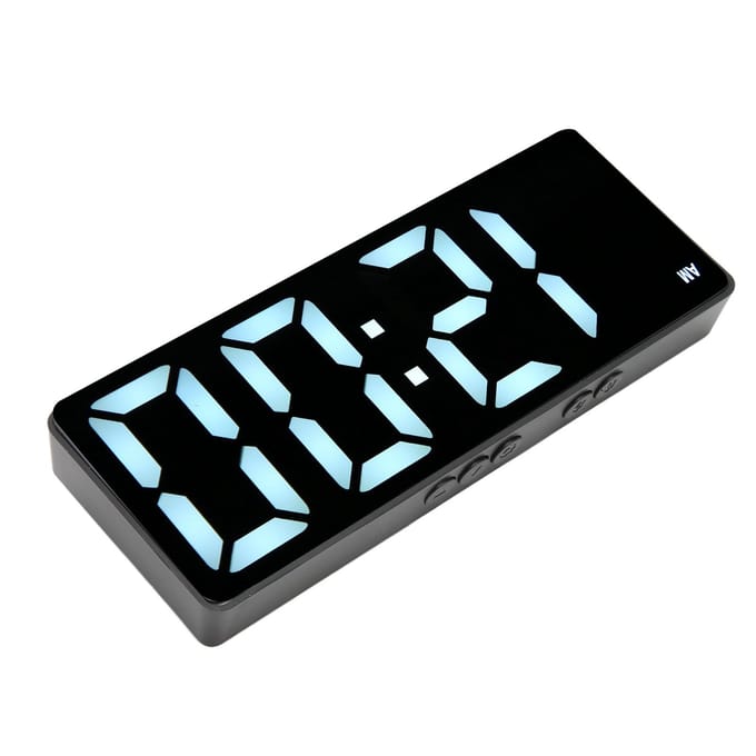 Réveil numérique multifonction grand écran style moderne affichage de la température horloge miroir LED black