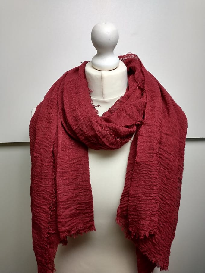 Lange dames sjaal Rebecca effen bordeauxrood