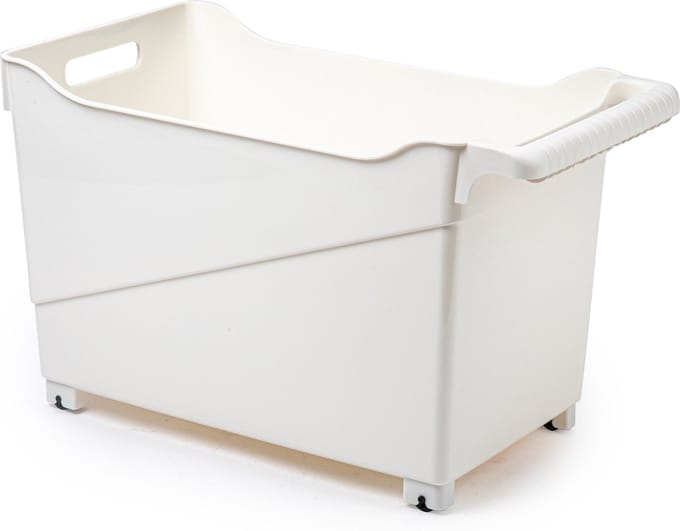 Plasticforte Opbergbox - wit - 45 x 24 cm - kunststof - op wieltjes