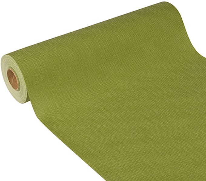 Tafellopers, stofkarakter, nonwoven "soft selection plus" 24 m x 40 cm olijfgroen