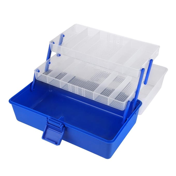 Boîte de Rangement pour Accessoires de Pêche en Plastique à 3 Couches pour Leurres Hameçons white