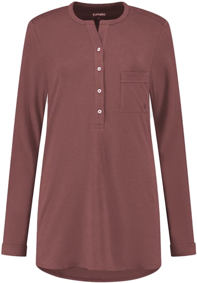 Yumeko pyjamashirt dames jersey evening roze m