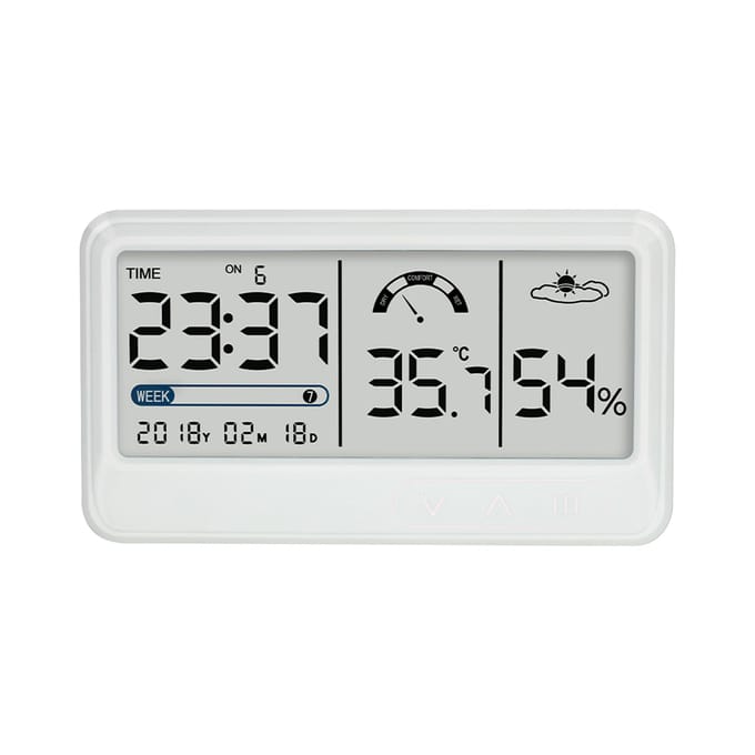 Digitale Hygrometer Elektronische Temperatuur Vochtigheidsmeters Meter met Tijd Datum LCD Display Klok Type 2