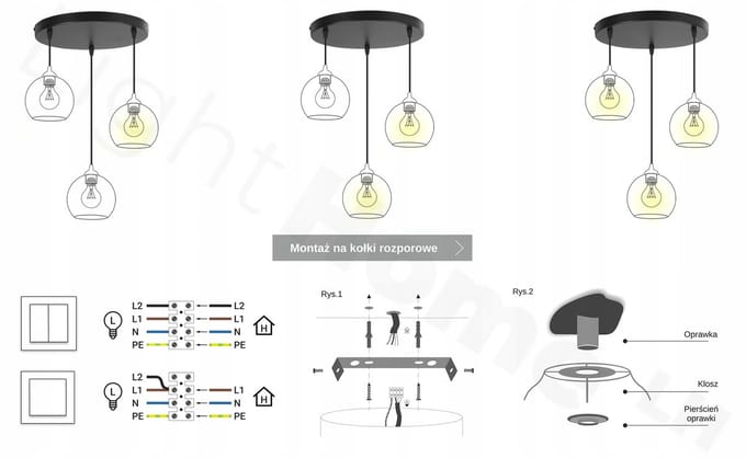 Light-Home Timber – Hanglamp – Houten Kap – Moderne Loftstijl – 3-lichts