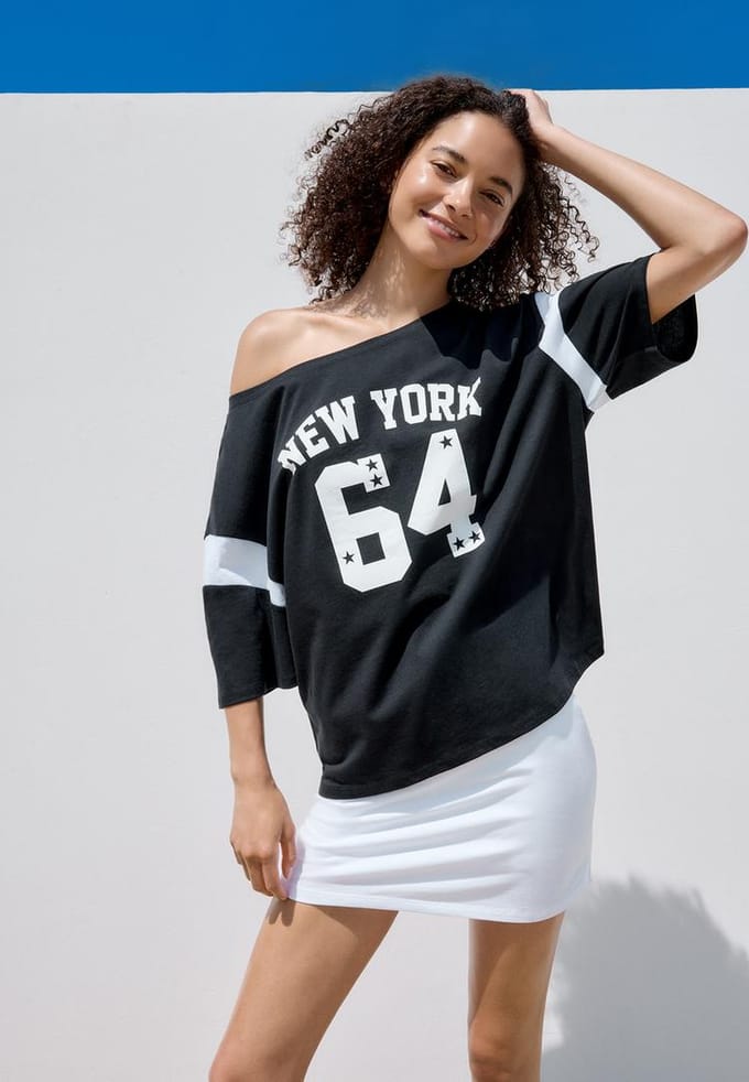Stradivarius Oversized T-shirt met New York 64 print  Zwart S
