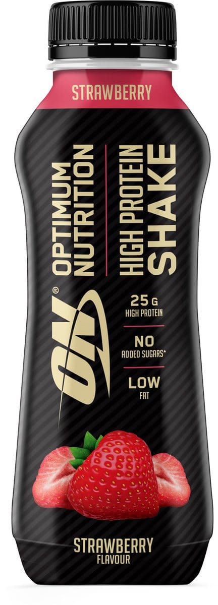 Optimum Nutrition High Protein Shake - Aardbei - Ready to Drink Whey Protein - 330 ml (1 flessen)