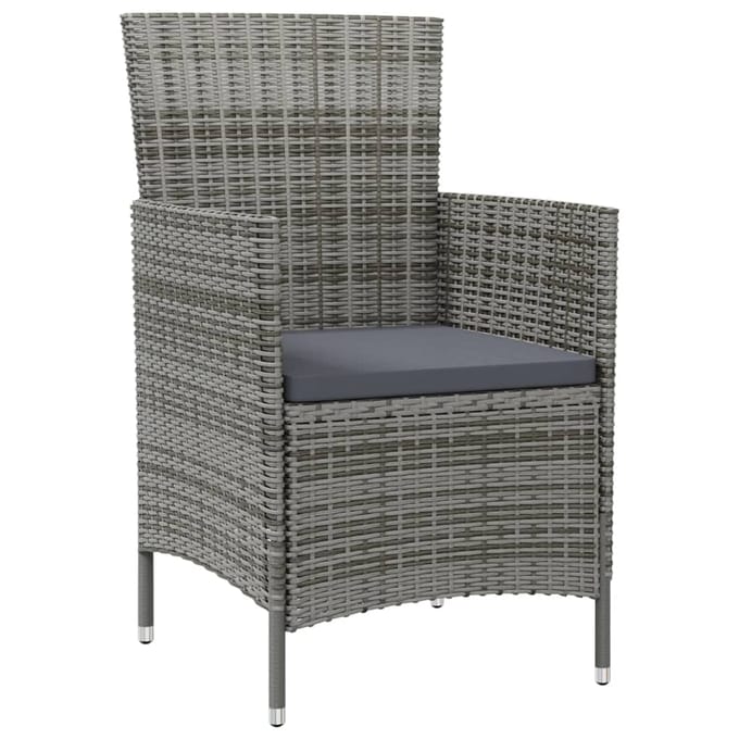 vidaXL - 9-delige - Tuinset - met - kussens - poly - rattan - grijs