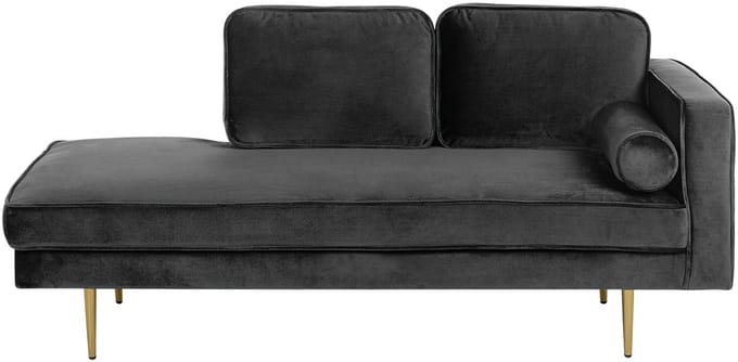 BELIANI MIRAMAS - Chaise longue - Zwart - Rechterzijde - Fluweel